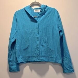 Vintage Shenanigans cropped oversized button down hoodie sz PM